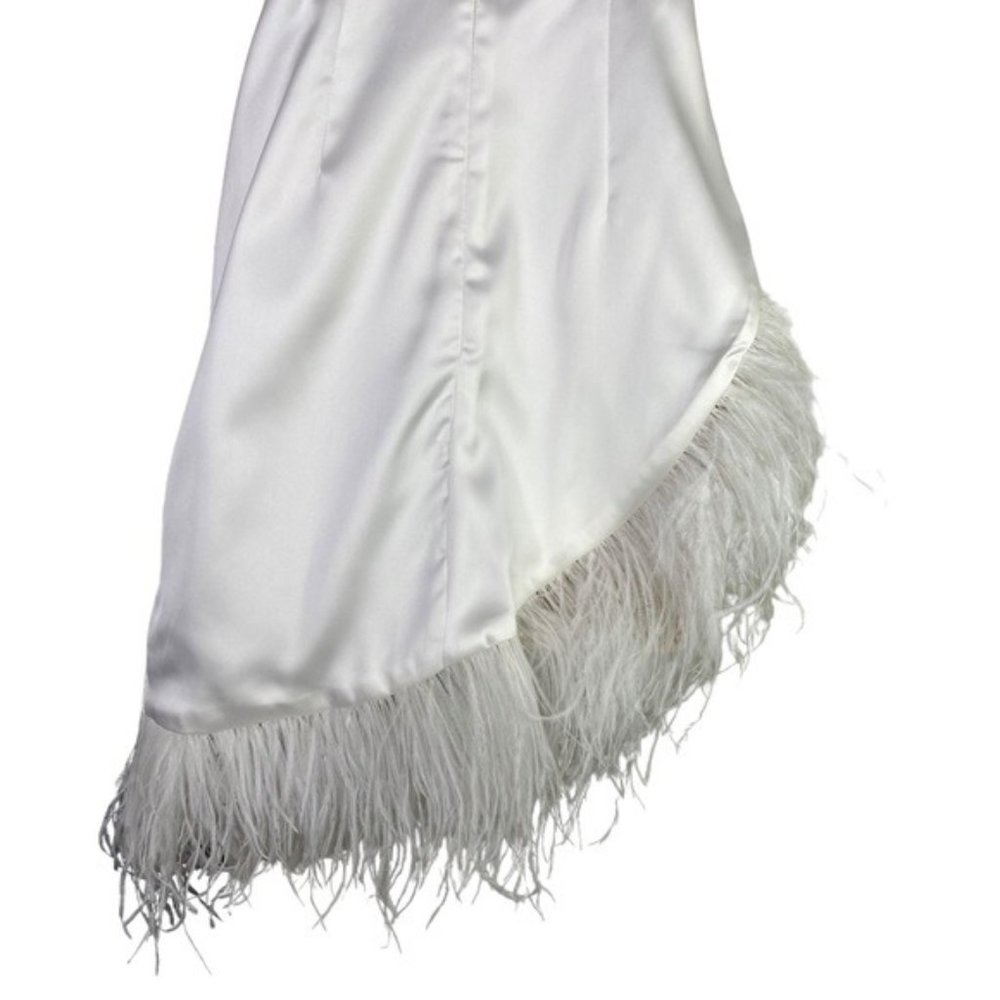 NBD White Strapless Feather-Trim Mini Dress - Picture 8 of 10